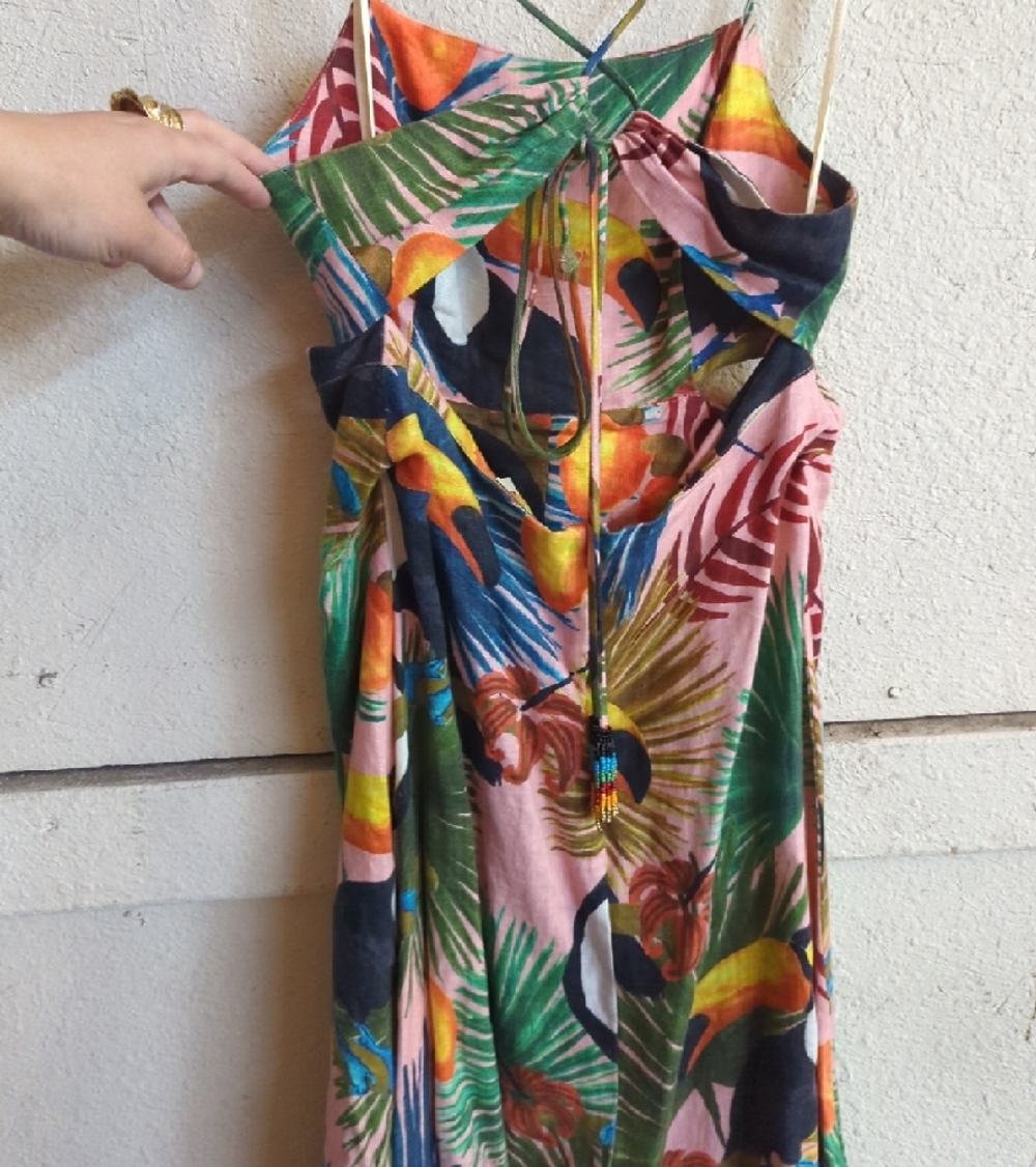 Farm Rio Tropical Toucan Button-Front Dress - Pink & Multicolor - Picture 5 of 8